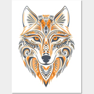 Colorful Wolf Face Posters and Art